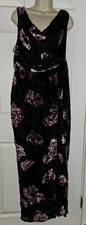 New Lulus Womens XL Velvet Burnout Maxi Drape Dress Black Floral Garden Wedding 