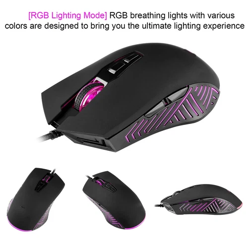 Kabelgebundene Maus 6400 Dpi 4 Dpi-Anpassung RGB-Beleuchtungsmodus Breite K KUI