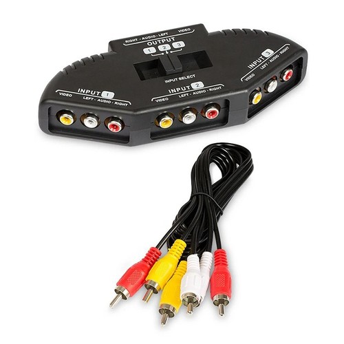 3-Way Audio Video AV Switch Selector Box Splitter Switch W/ Cable for 5555 - Picture 4 of 6