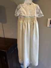 NEVER WORN - Ivory Christening Gown Lace Smocked Baptism Dress Baby Heirloom