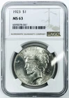 1923 PEACE DOLLAR! NGC MS63! MUST HAVE! GREAT FIND! GORGEOUS! WOW! NR #P1421