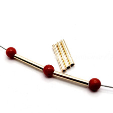 14K Gold Filled Tube Beads 2x12.7mm with 1.4mm Spacer Tubes for Jewelry Making
