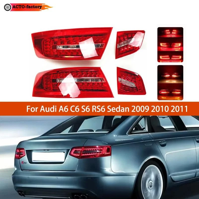 Pair LED Taillight Assembly Tail Light For Audi A6 C6 S6 RS6 Sedan 2009-2011 Foto 2 de 4