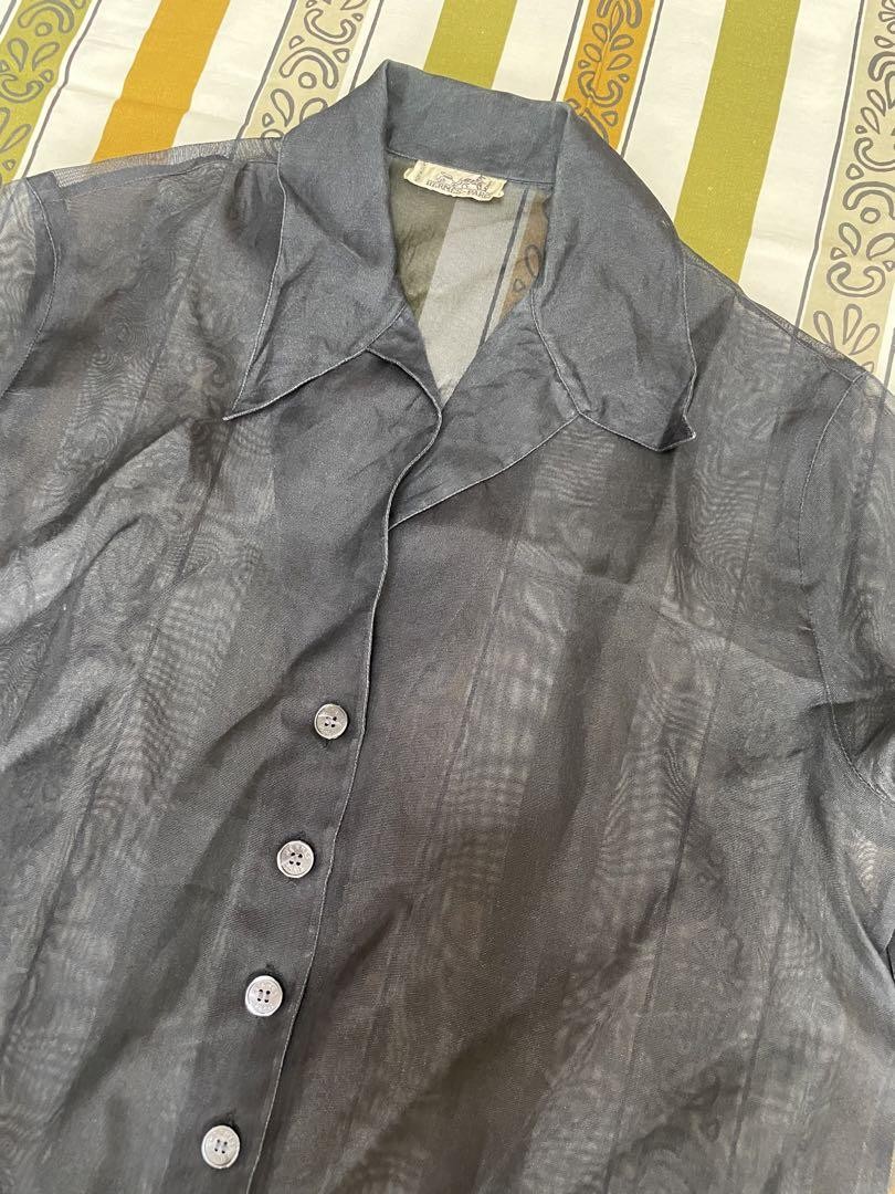 Hermes Vintage Women's Sheer White Tag See-Through Jacket, Made in