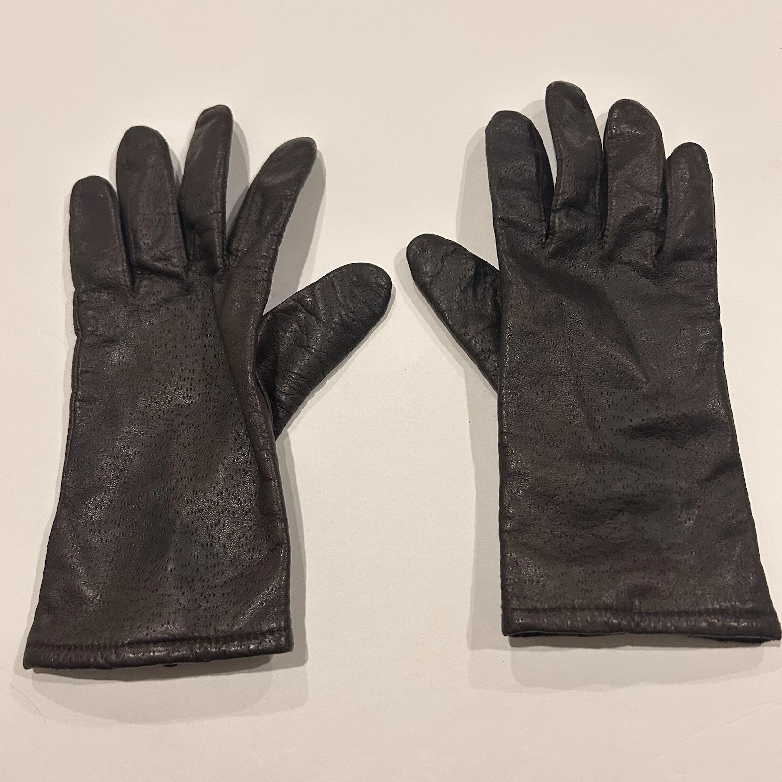 Fownes Women’s Genuine Leather Gloves Brown Acrylic Knit Lining Size Large