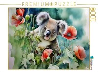 Puzzle Calvendo Koala Avec Coquelicots | 1000 PièCes, Format Assemblé 64 × 48 Cm