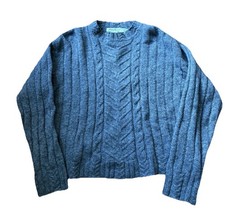 Vintage 90s Eddie Bauer Womens Sweater Cable Knit Wool Gray Size Medium