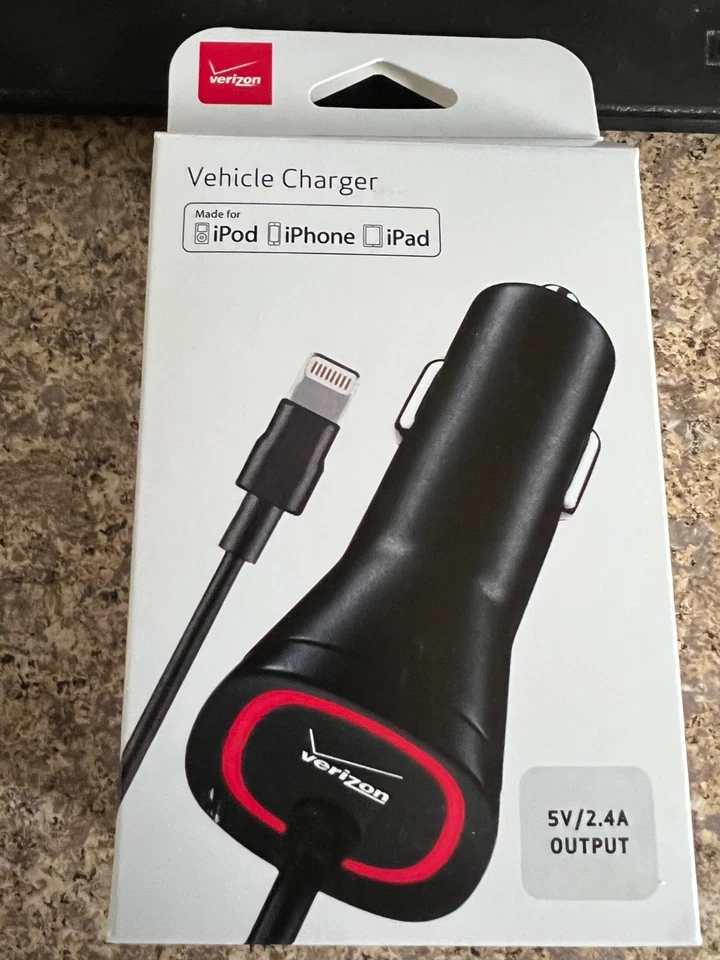 Cargadores de auto Lightning 2.4A enrollados iPhone 5V/2.4A certificados MFi Verizon Xentris Foto 2 de 4