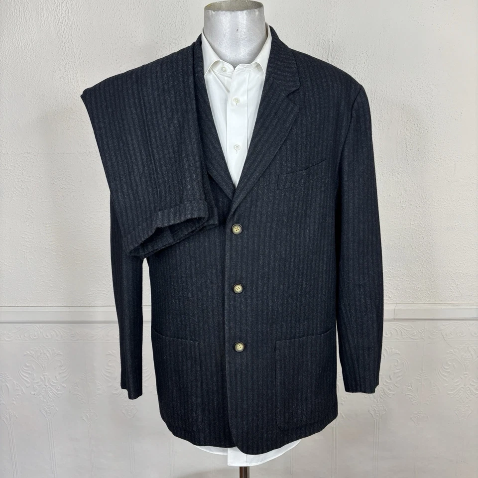 Traje Estructura 2 Piezas Hombre L 42 44R 34x31 Negro Gris Suave Sin Estructura Italia Foto 2 de 4