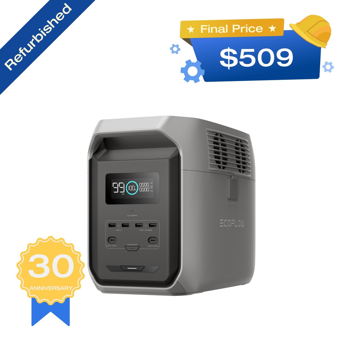 EcoFlow 1536Wh 1800W DELTA 3 1500 Portable Power Station LFP
