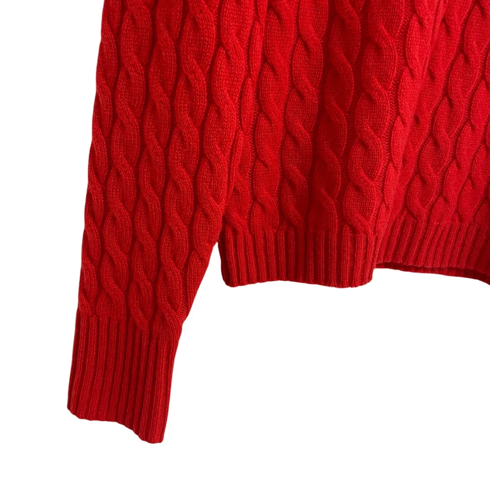 J. Suéter Crew Perfect Cachemir Tejido con Cable Cuello Redondo Rojo Mujer Pequeño Foto 3 de 4