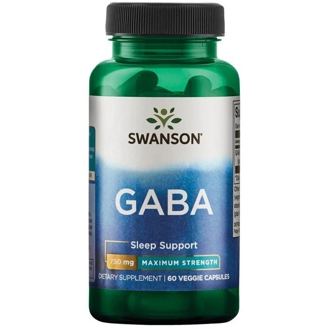 SWANSON, GABA750mg Fuerza Máxima 60 Veg. Cápsulas
