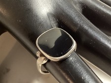 VINTAGE AUTHENTIC SIGNED STERLING SILVER  ONYX SQUARE 6 RING MUST SEE NO RES