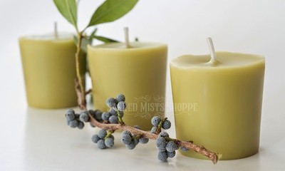 Real Bayberry Votive Candle   Hand Poured for Christmas, New Year s, and Holiday