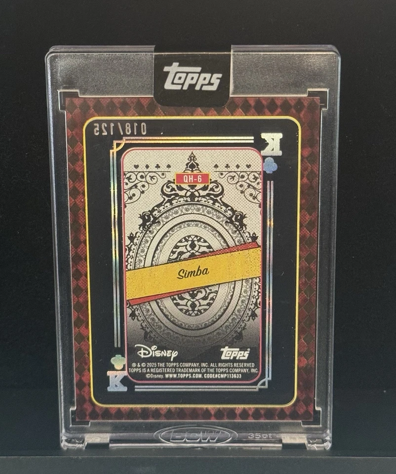 Simba Playing Card King Of Clubs 18/125 Disney Topps Mint 2025 Sealed 🦁 🧡 - Image 2 of 4