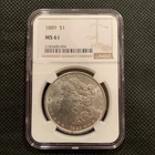 1889-P U.S. MORGAN SILVER DOLLAR - NGC GRADED MS 61 !