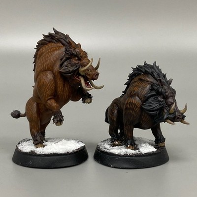 2 UNBRANDED 3D PRINTED WARTHOGS PAINTED FROSTGRAVE RPG D&D FANTASY ROLE-PLAY