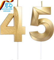 Geburtstagskerzen Zahlen 45/54, Gold Geburtstag Kerzen, ZahlenföRmige Kerze, 3D