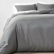 3pc King Lyocell Cotton Blend Duvet  Sham Set Dark Gray -