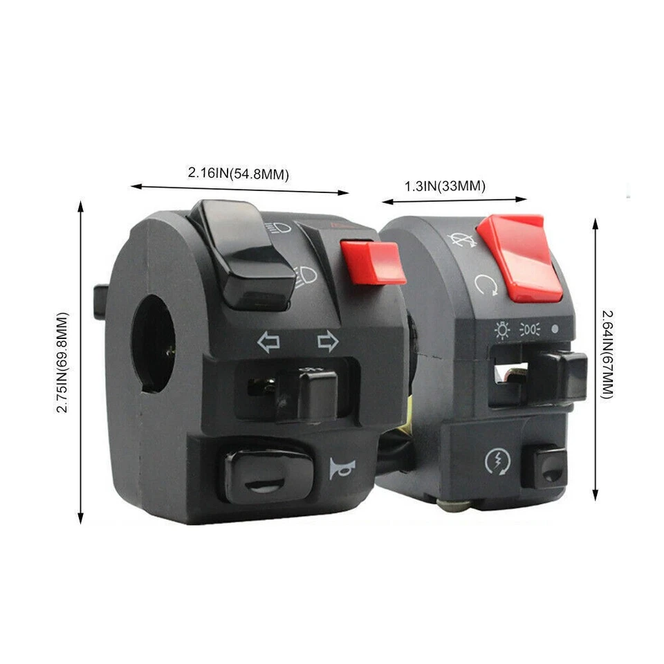 Left+Right 7/8" 22mm ATV Motorcycle Handlebar Control Signal Fog Light Switches Foto 3 de 4
