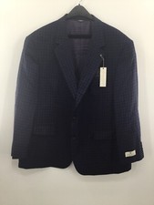 Oak Hill DLX Big  Tall Blue Tonal Small Check Sport Coat Men size 2XL- 50R/52R