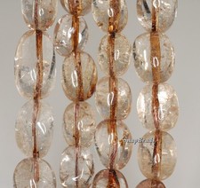 19X14MM SMOKY QUARTZ GEMSTONE NUGGET LOOSE BEADS 7.5inch