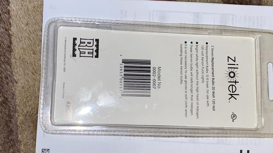 Zilotek Xenon Puck Bulb Replacements 20W 120V G8 Two Bulbs BLUE 0002-0007 New - Image 2 of 2