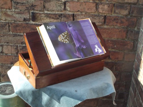 Large Solid Mahogany Writing slope with Side Drawer and reading stand - Picture 14 of 24