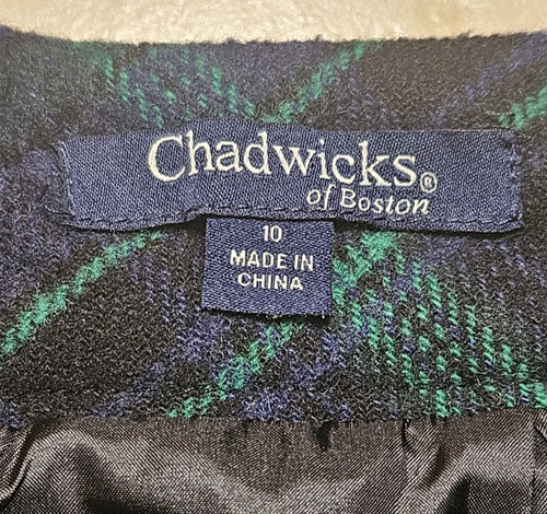 Chadwicks of Boston Skirt Blue Black Plaid Wool Blend Fully Lined Preppy Size 10 - Picture 3 of 7