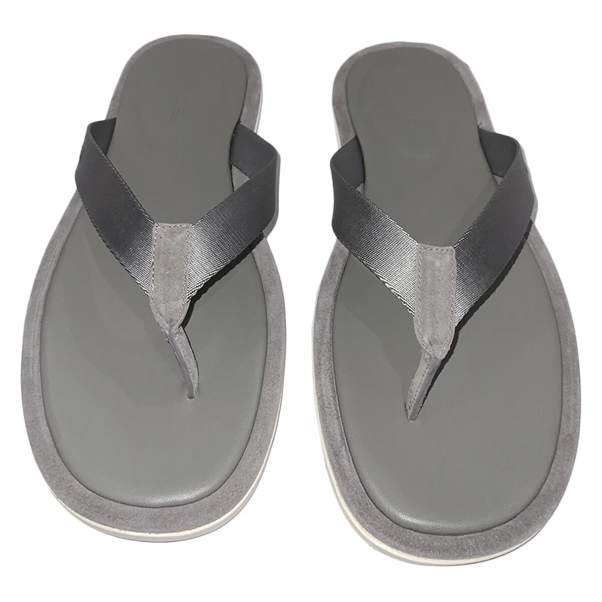 NWT VINCE MSRP $179.99 DARWIN B MEN'S GRAY LINED FLIP FLOPS SANDALS SIZE 12