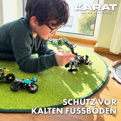 KARAT Kinderspielteppich Crocodile - Einfarbig Velour  Sitzkreis Rund 10 Größen