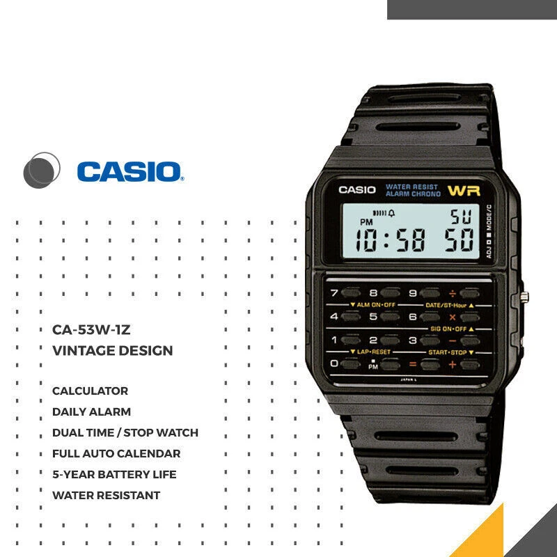 Casio Men's Vintage Watch CA-53W-1Z Calculator Resin Watch Daily Alarm AU Stock - image 2 of 4