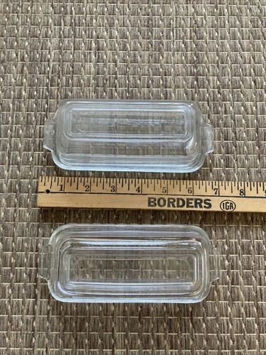 2 Vintage Glass Butter Dish Liners - standard size No Chips Set Pair - Picture 6 of 7