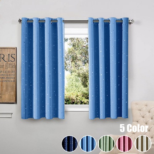 Star Printed Room Darkening Blackout Short Curtain Ring Top Blind 39x47" 1 Piece - Picture 2 of 37