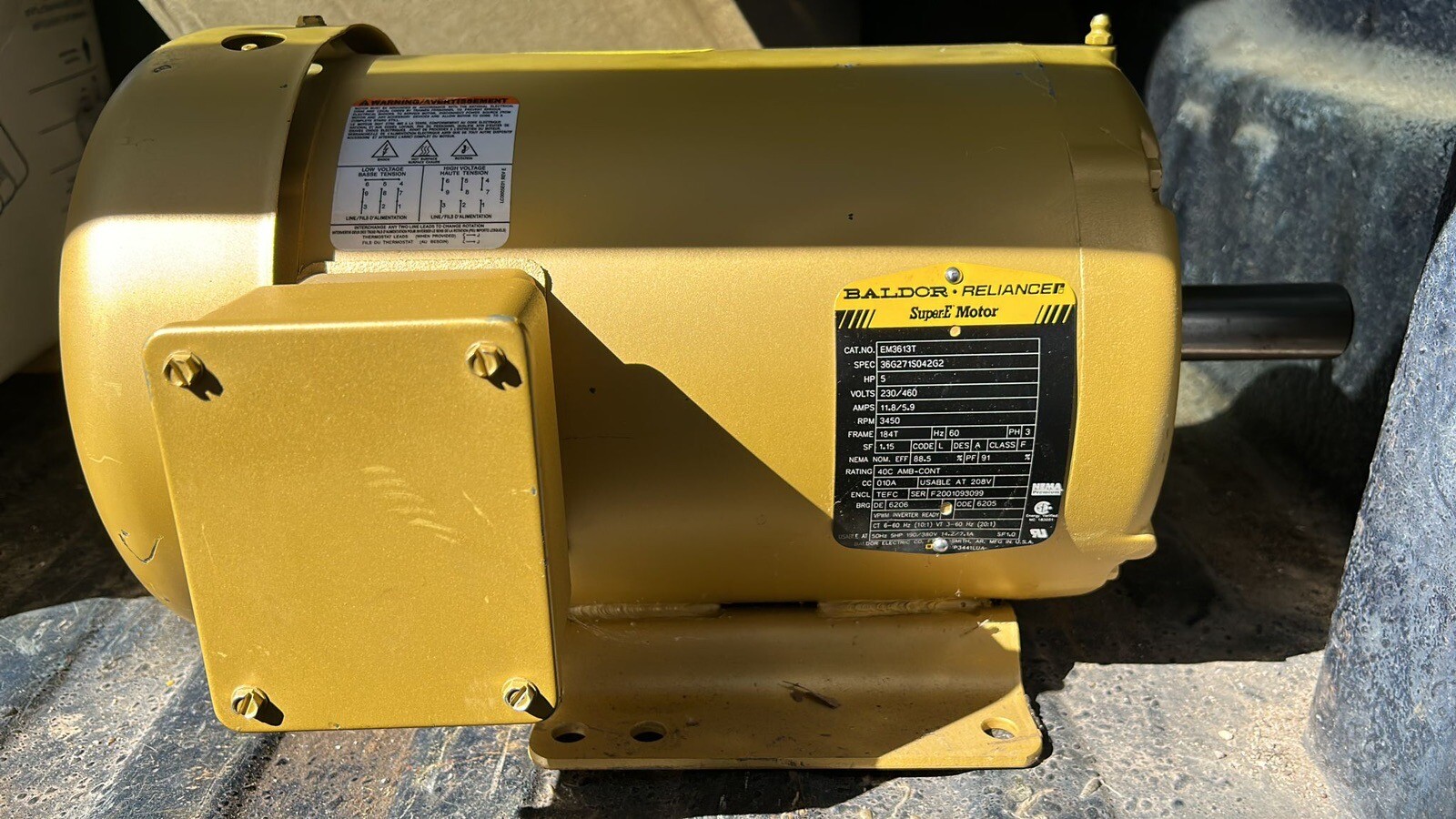 EM3613T 5 HP 3450 RPM Baldor Electric Motor 781568138984 eBay