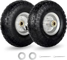 4.10/3.50-4" Tire and Wheel, 10" Pneumatic Tire, with 2.25" Offset Hub, 5/8" Axl