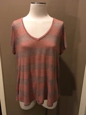 Nordstrom Bobeau S Striped V Neck Beachy T Shirt Top W Short Sleeves