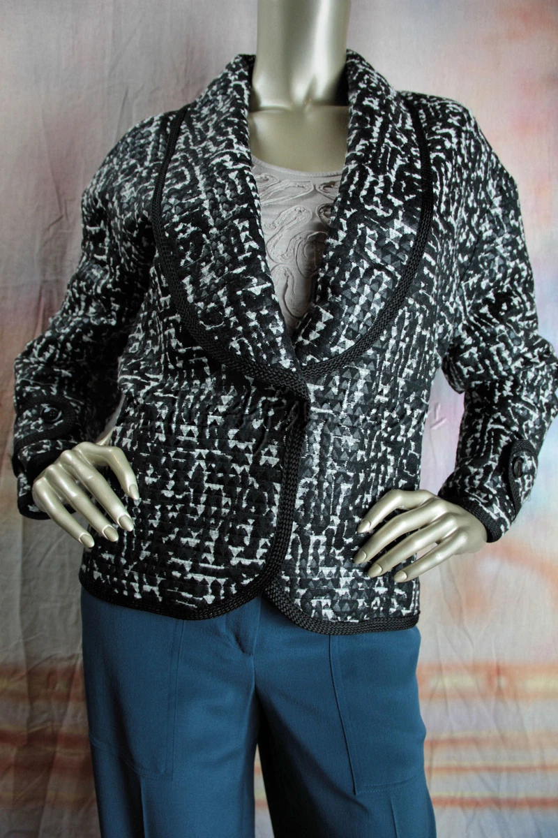 $2995 New RENA LANGE Black Off White Embroidered Over Sized Jacket 10 40 |  eBay