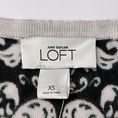 Ann Taylor LOFT schwarz weiß leicht geknöpft gestrickter Strick-Strick-Strickpullover NEU XS - Bild 7 von 8