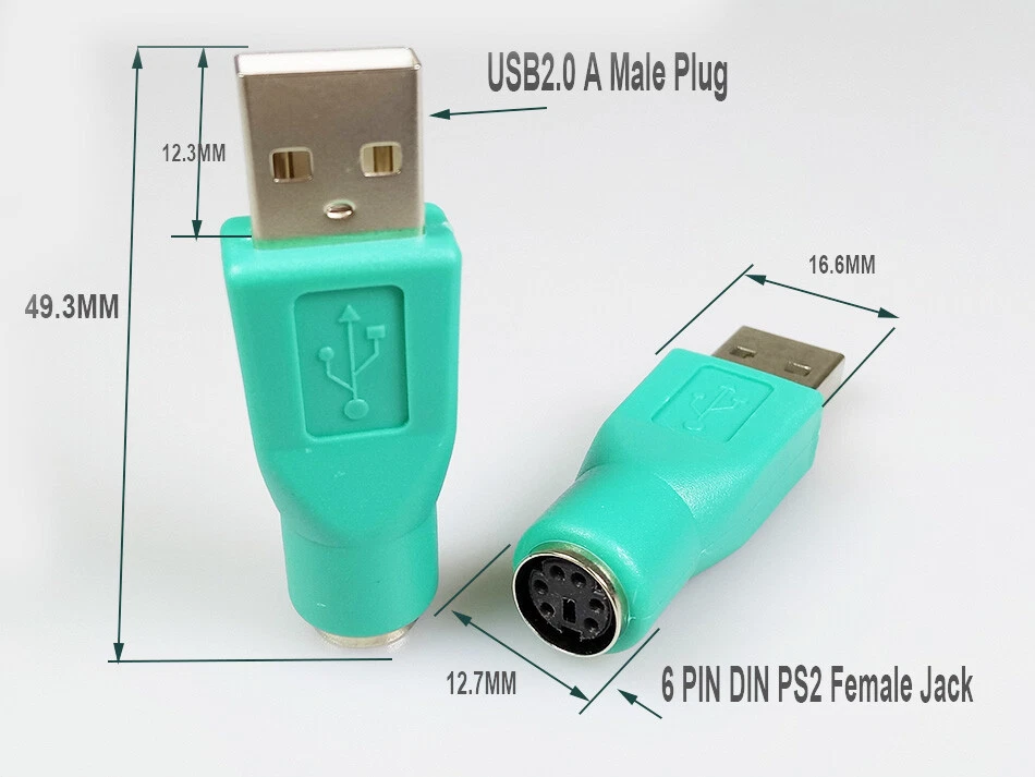 PS2 PS/2 FEMALE TO USB MALE MOUSE OR KEYBOARD ADAPTER CONVERTOR FOR COMPUTER PC - Image 4 of 4