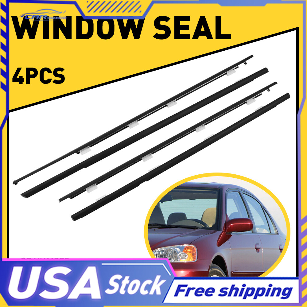 NEW Belt Door Weather Strip Molding Seal Set for 2001-2005 Honda Civic 4-Door