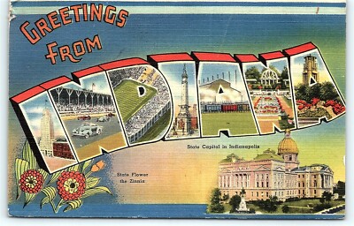 Postcard IN Large Letter Greetings from Indiana D13 | eBay