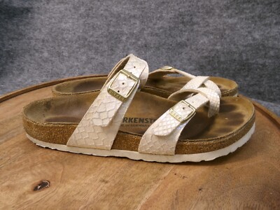 Birkenstock Mayari Shiny Snake White Microfiber Birko Flor Sandal Size 38  US R