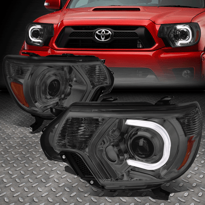 FOR 12-15 TOYOTA TACOMA PAIR LED DRL PROJECTOR HEADLIGHT//LAMP BLACK//AMBER 13 14