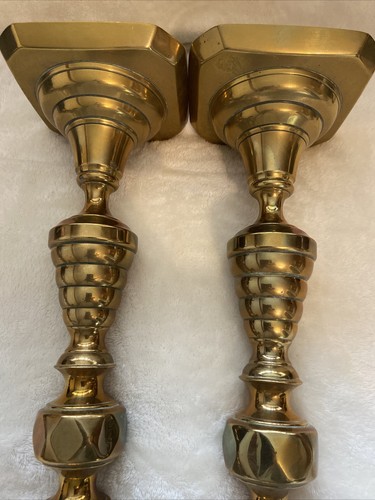 2x ANTIQUE England Large 13” Brass Candlesticks Candle Stick Holder Reg’d 223580 - Picture 11 of 24