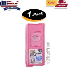 12 Molds Square Sillicone Ice Cube Tray 1 Piece W/Lid BPA FREE AST Color - New