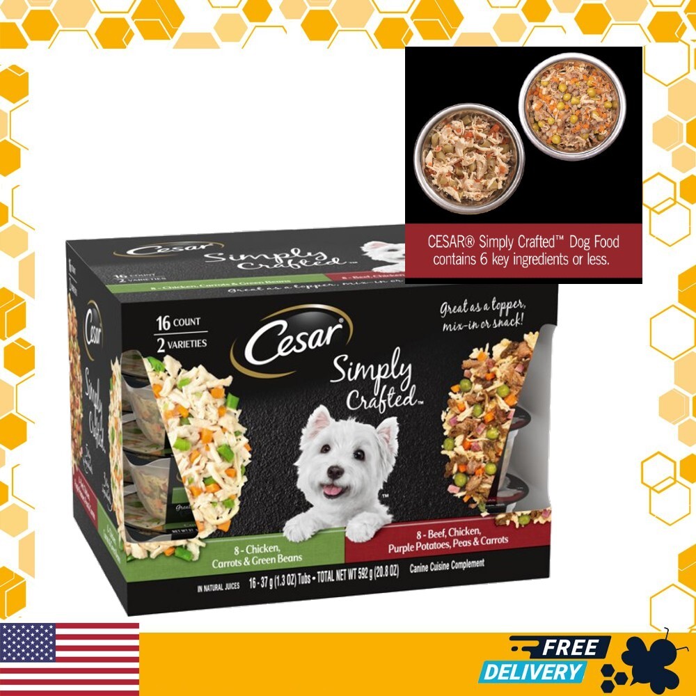 Cesar Simply Crafted Adult Dog Food Meal Topper Variety Pack Chicken