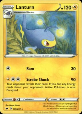 2x (SWSH01-069) Lanturn Rare Pokemon Sword & Shield Card # 69