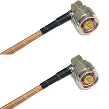 RG142 Silver N MALE ANGLE to N MALE ANGLE Coax RF Cable USA Lot