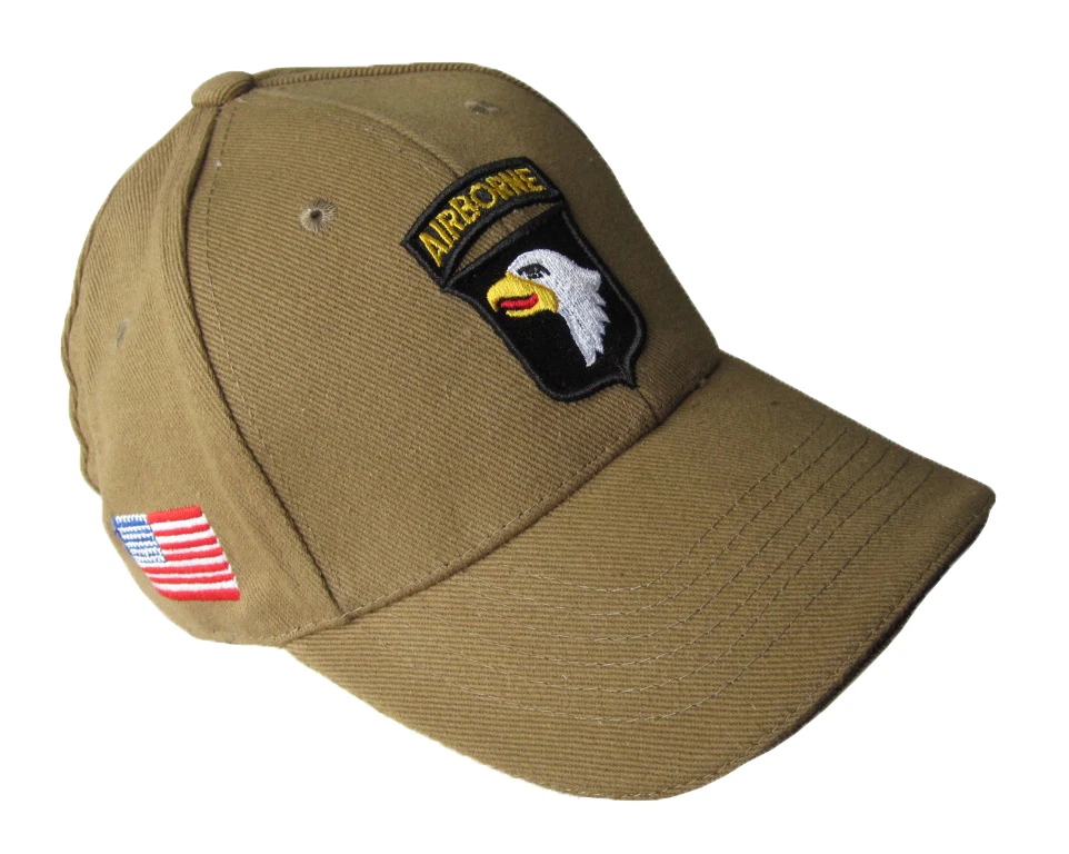 Khaki US 101st Airborne Baseball Cap - Peak Sun Hat Screaming Eagles American